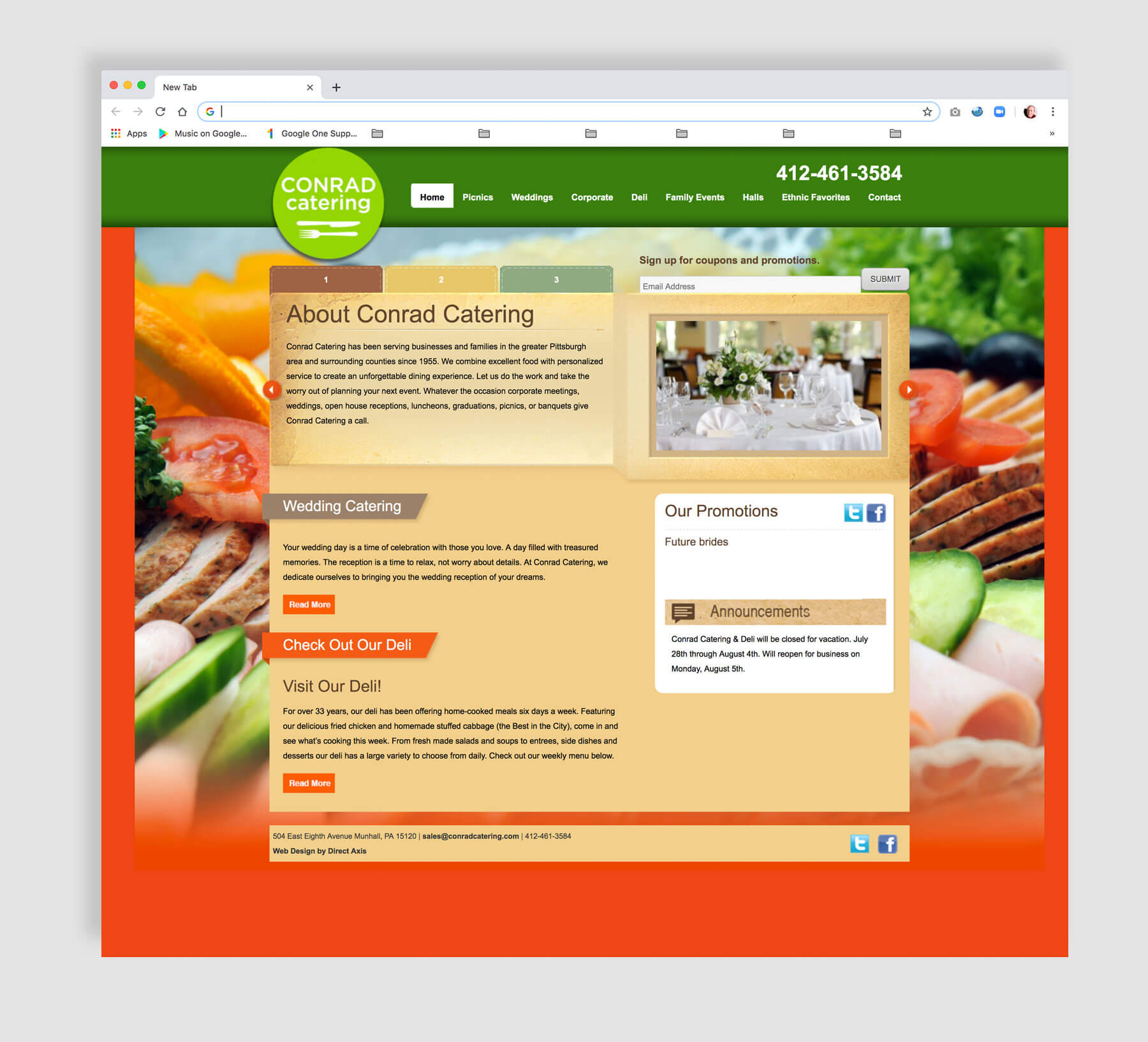 Website design for a catering business