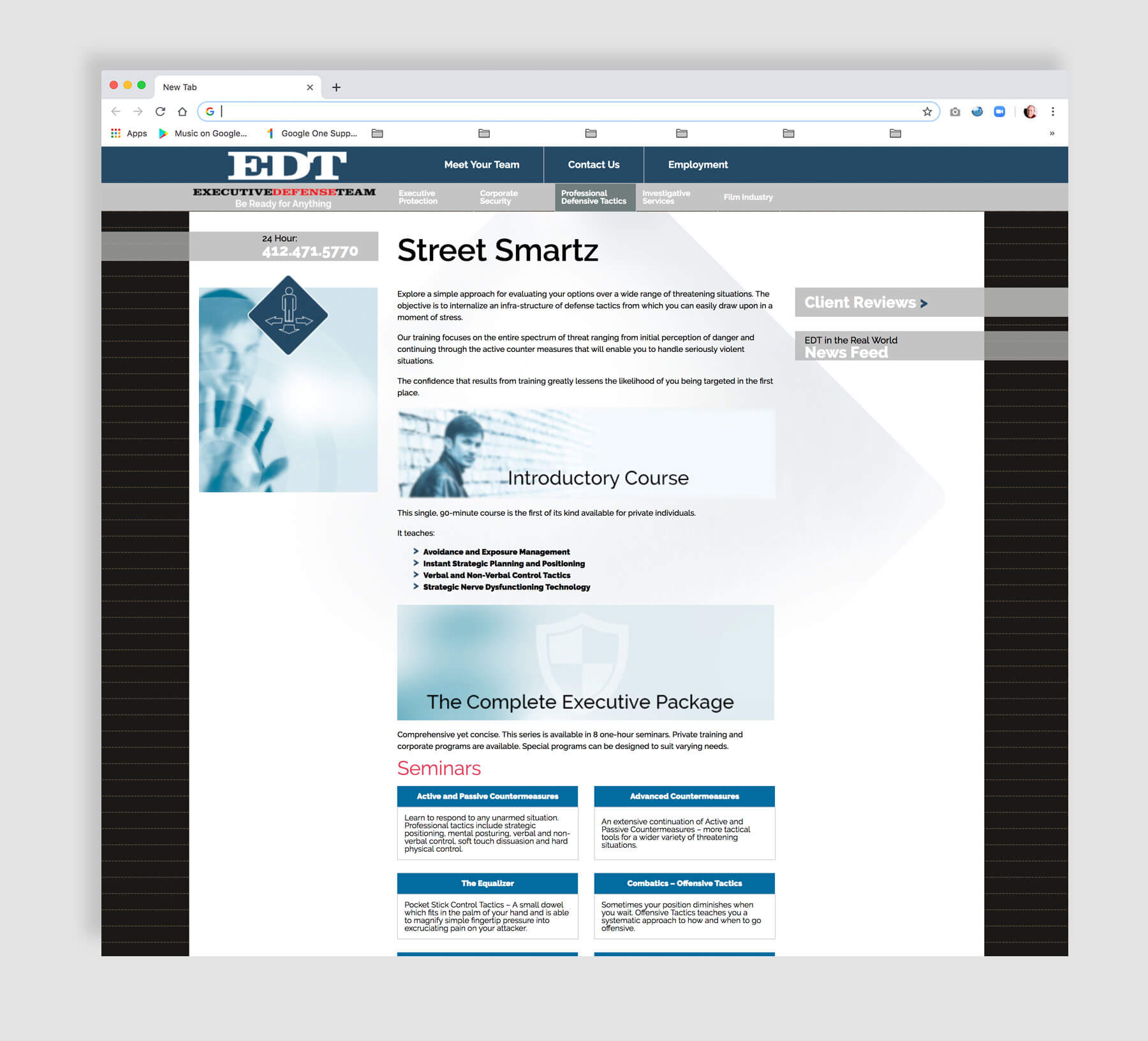 Web design for corporate security business