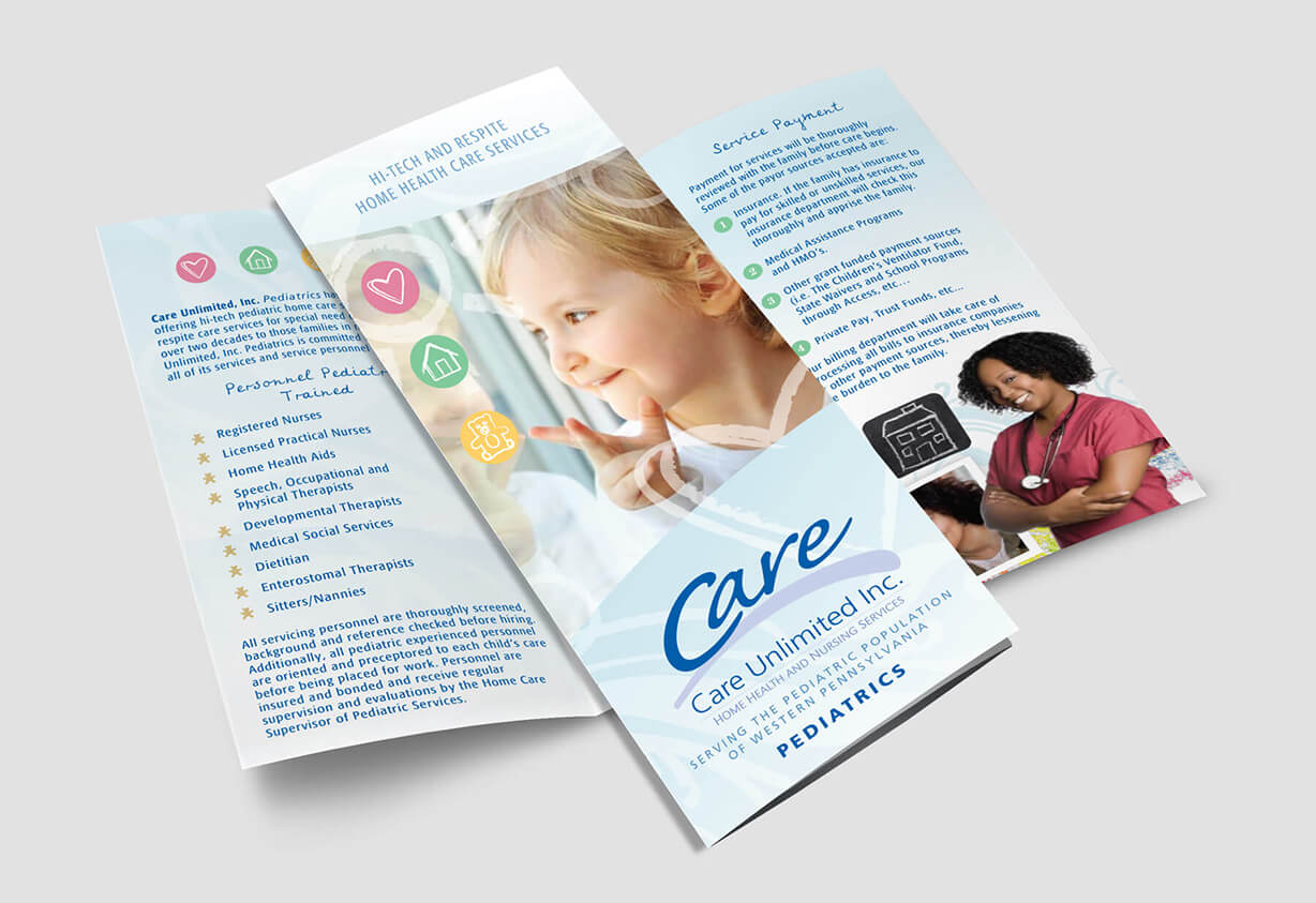 Pediatric home health care brochure graphic design