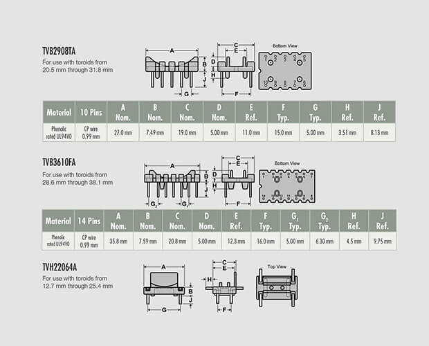 Technical drawings of electronic parts