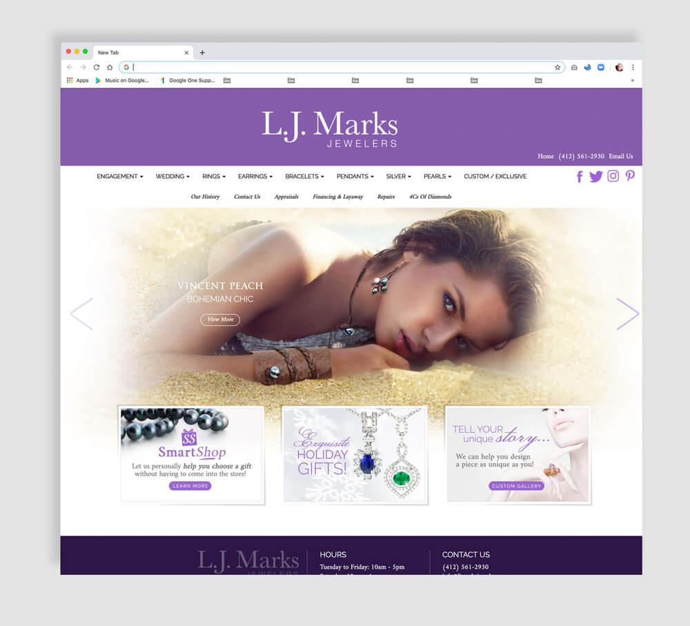 Gorgeous web design for quality jeweler