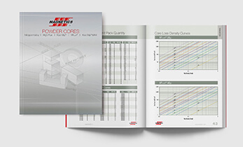 Industrial multi-page catalog design with charts, graphs and line art