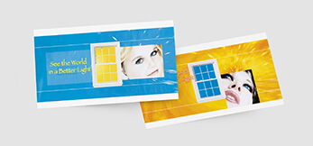 Colorful oversized postcard design for window manufacturer