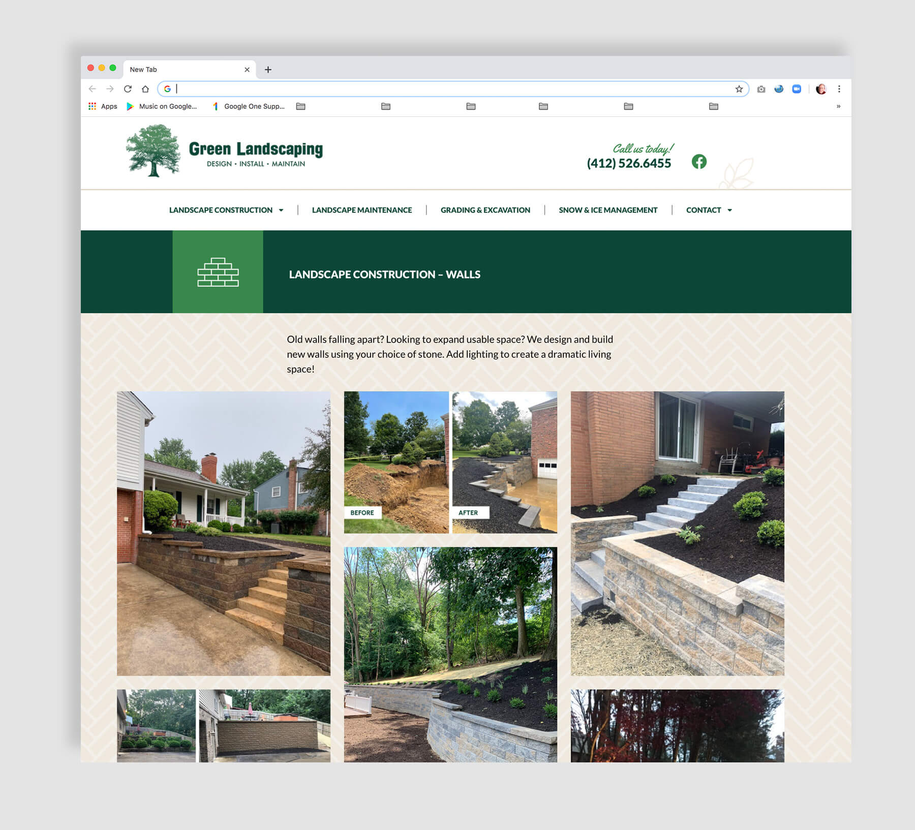 Landscaping company web development - gallery page sample