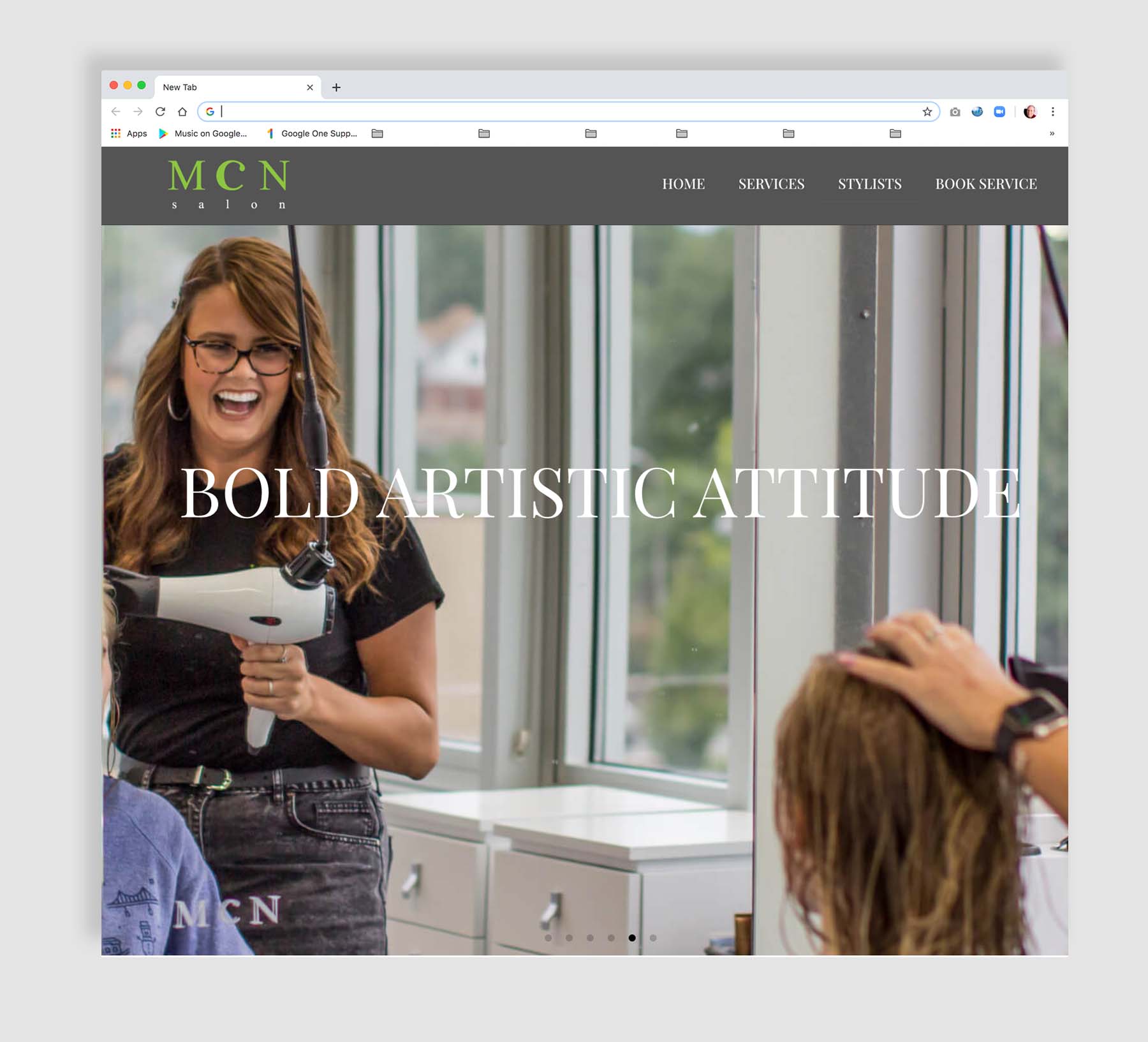Exclusive Hair Salon Home Page Web Design