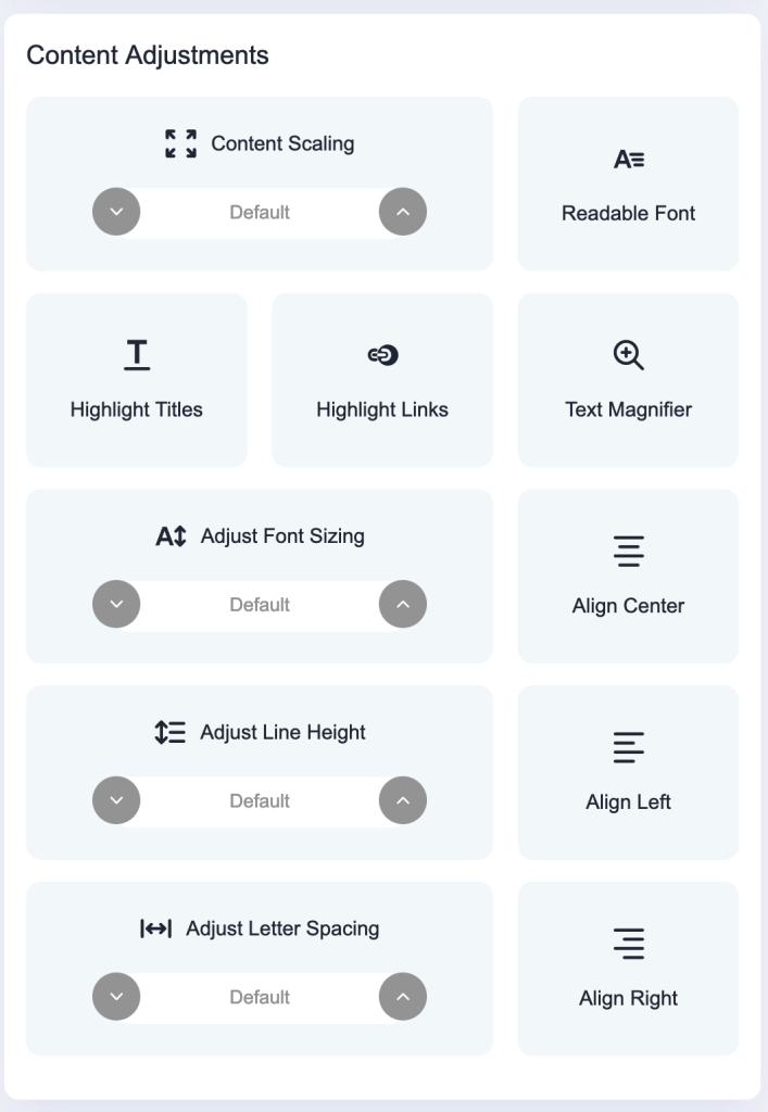 ADA Compliant Content Adjustments