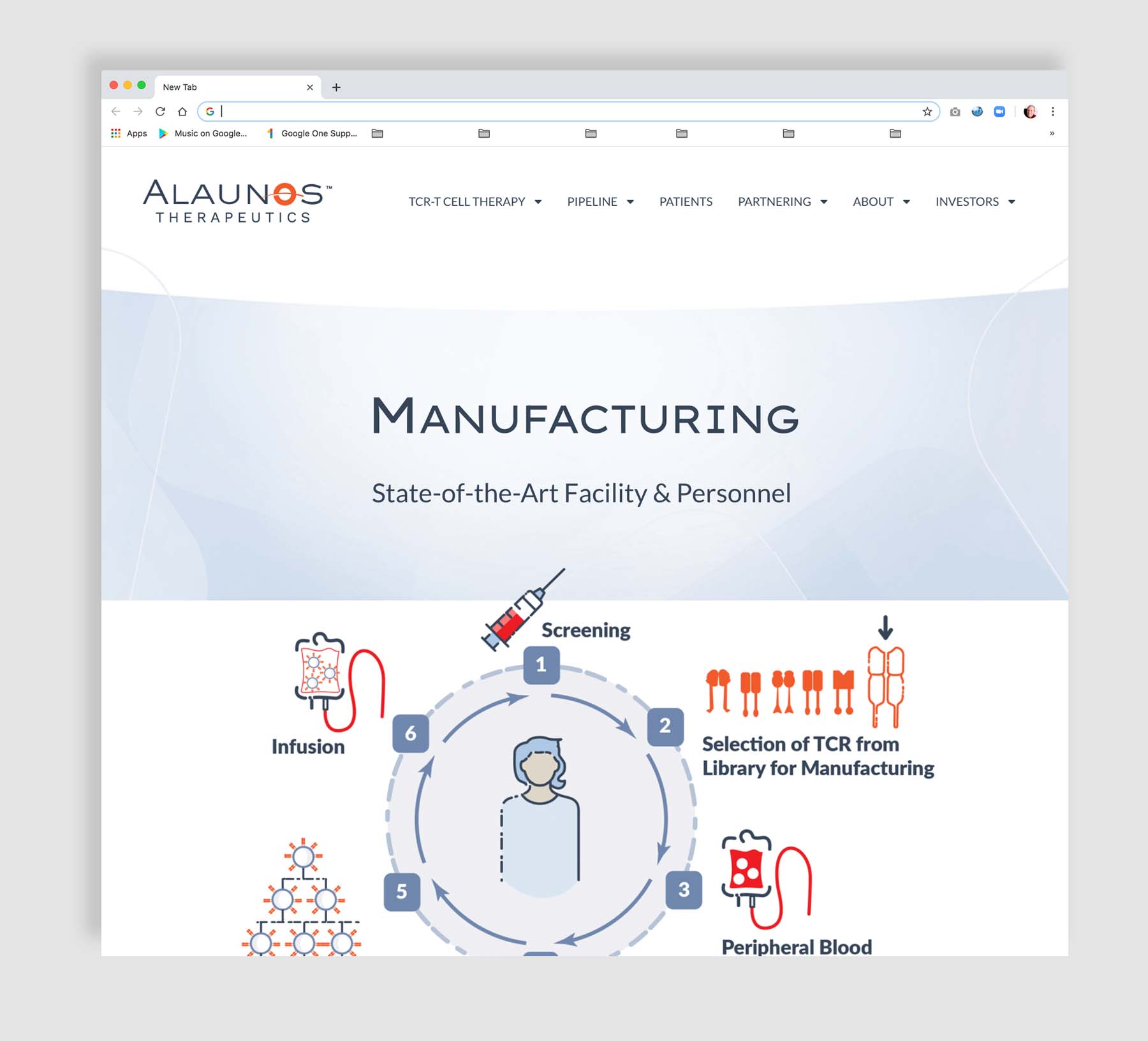 Alaunos website interior page design