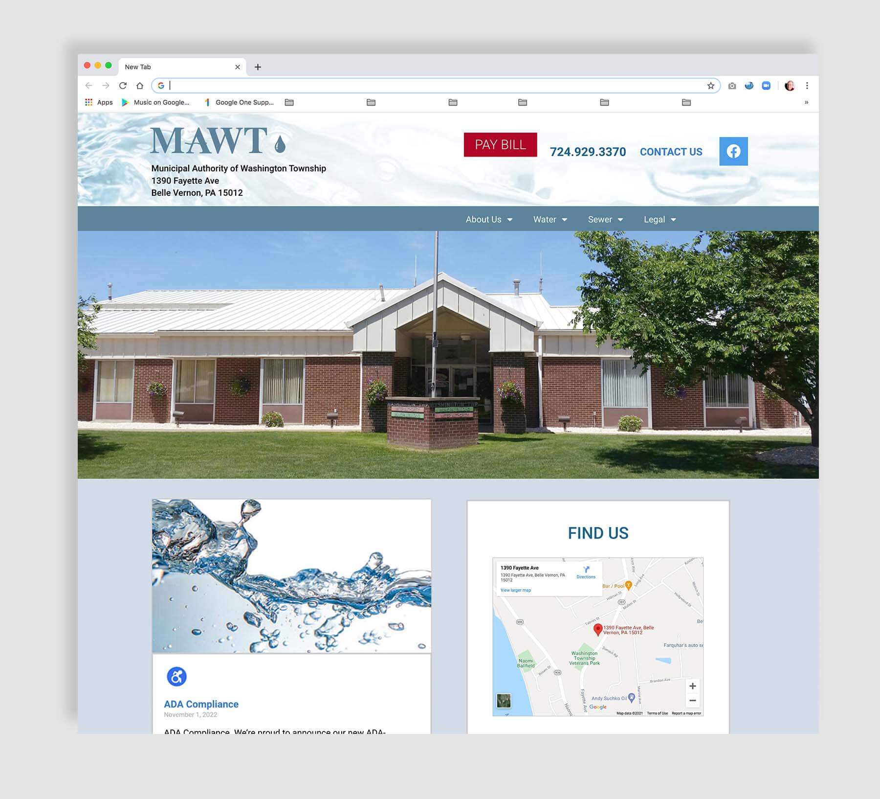 Municipal Authority ADA Compliant web page design