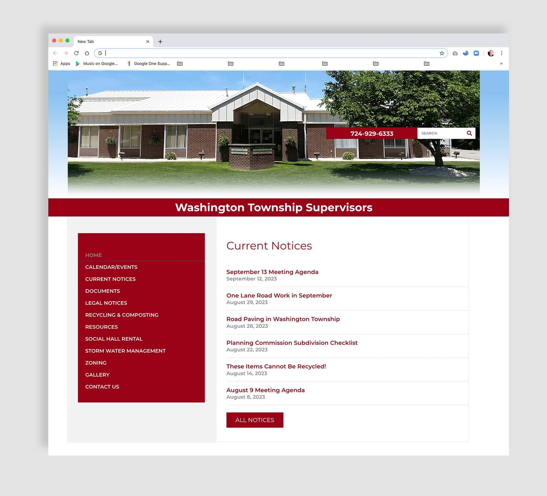 ADA Compliant web page development Washington Township