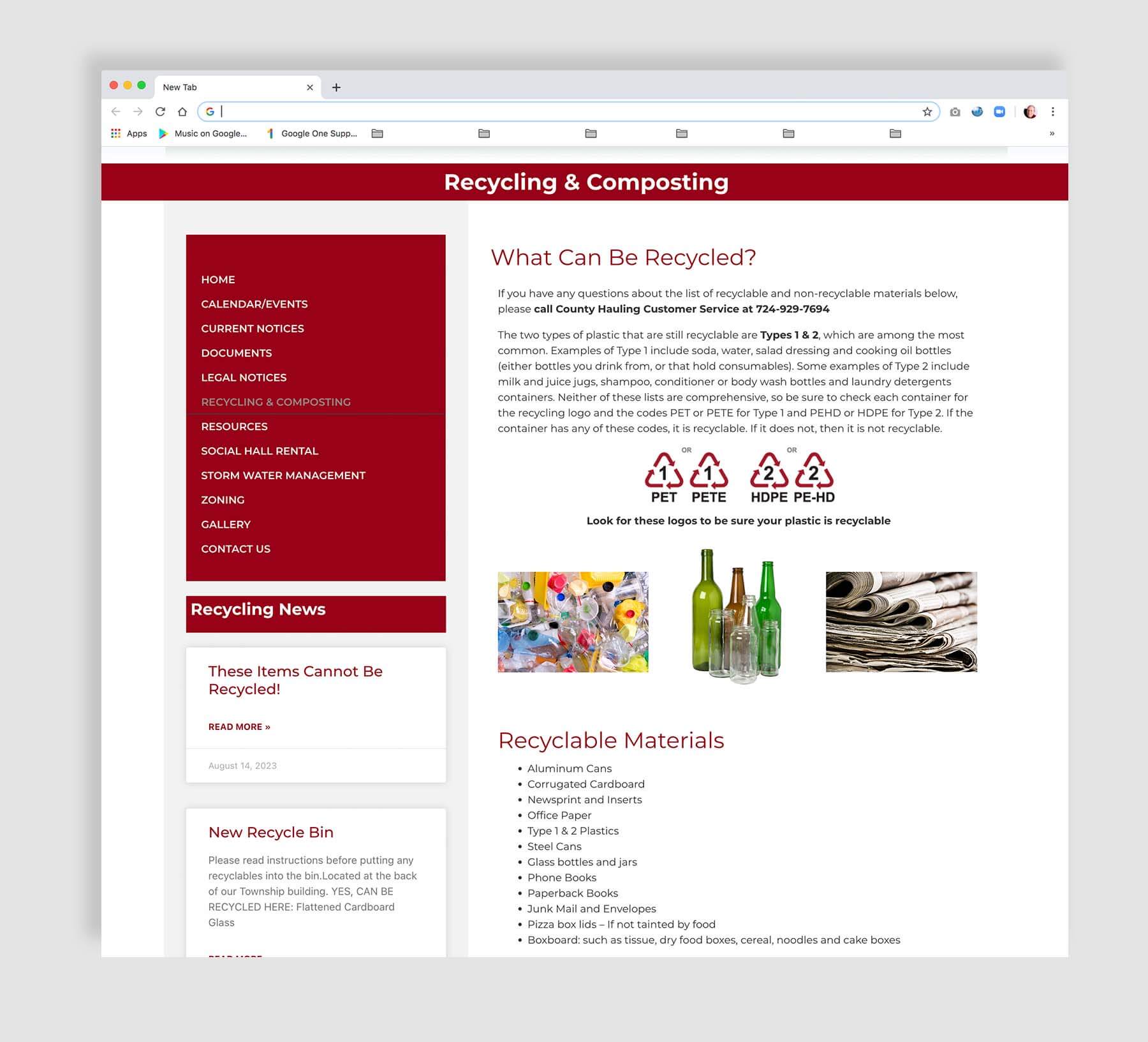 ADA Compliant web page design Washington Township