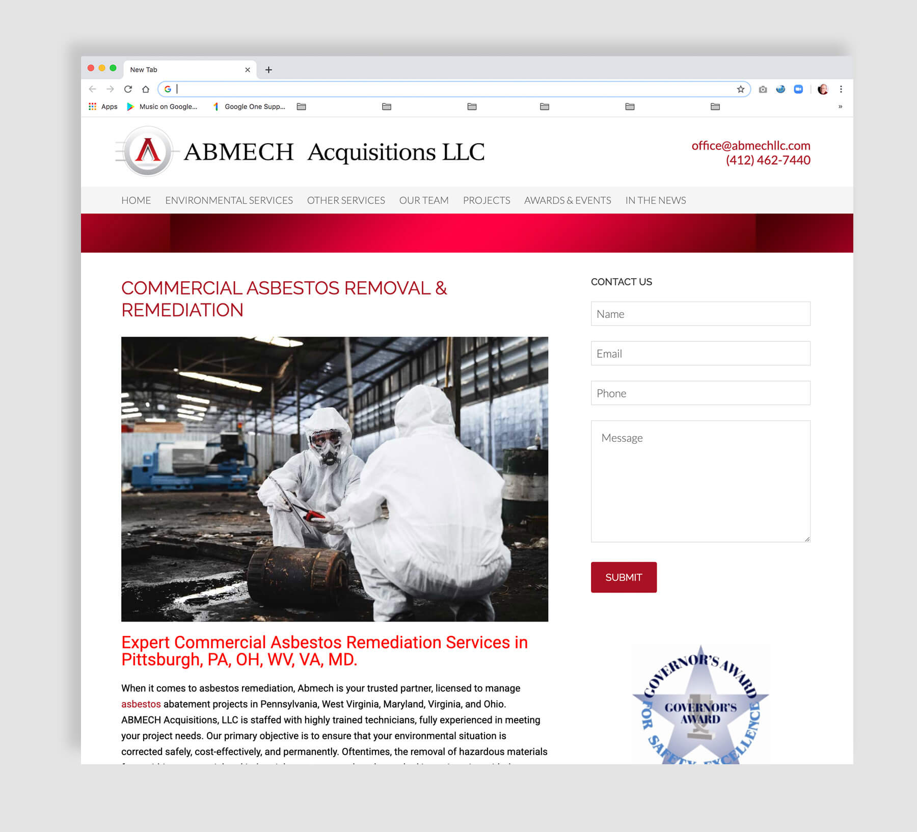 Web Design for Industrial Hazardous Waste Removal site