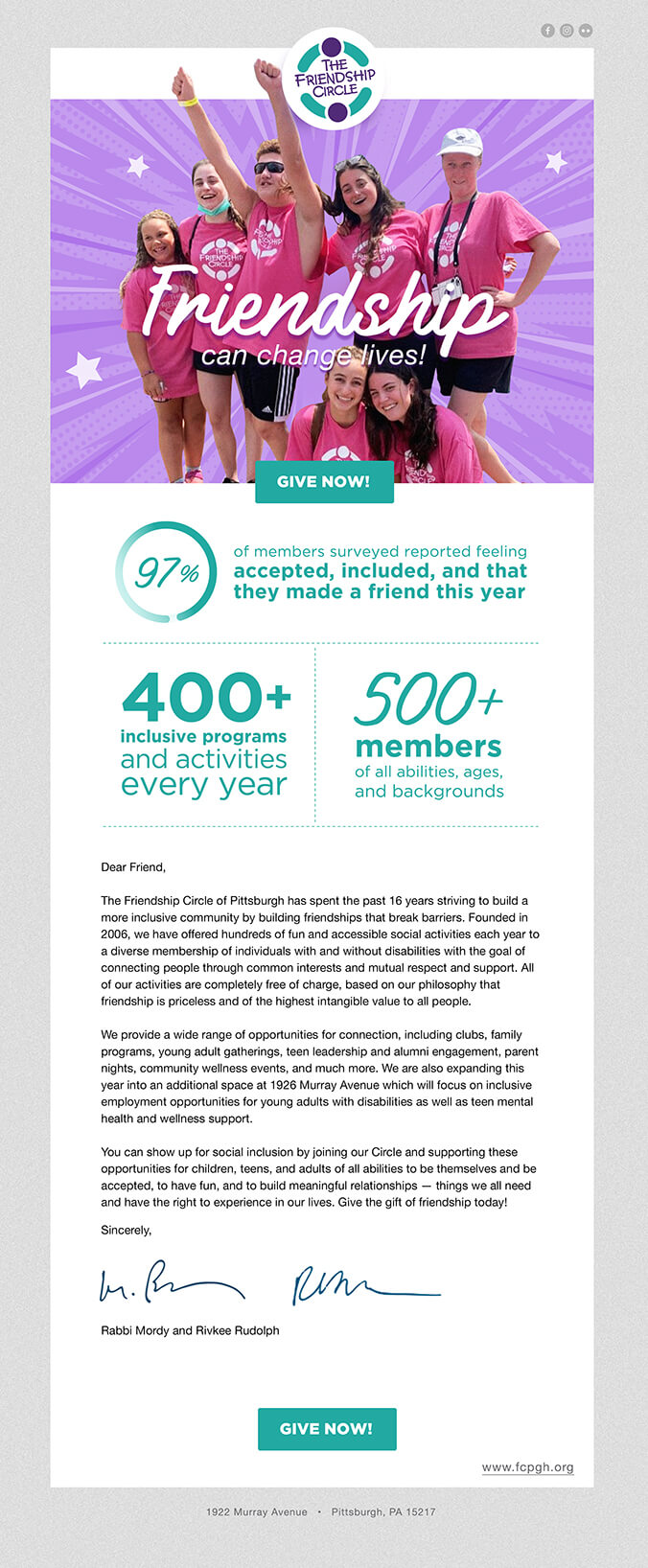 Email Marketing Sample for a Human Services Nonprofit